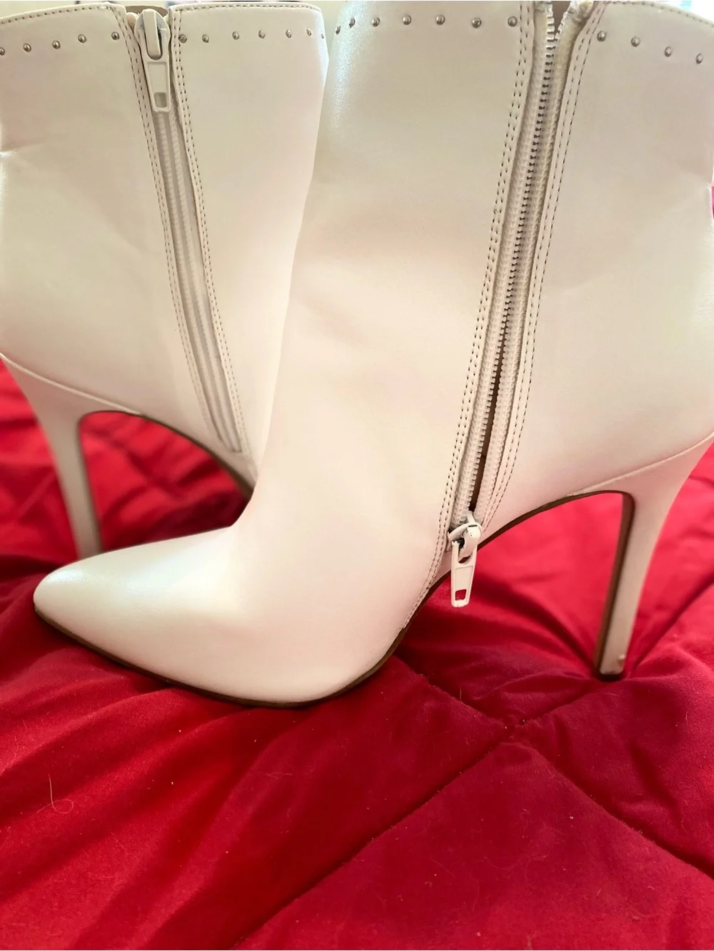 Charles David White studded Pointed Toe Stiletto Ankle Boots  7 concert party